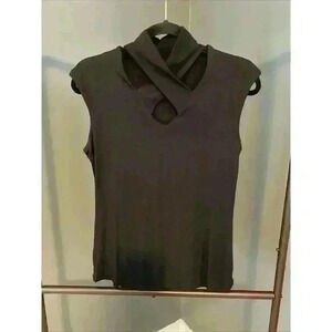 Tahari Women's‎ Black Tank Top Size Small Cross Cross Design Dressy Tank Top
